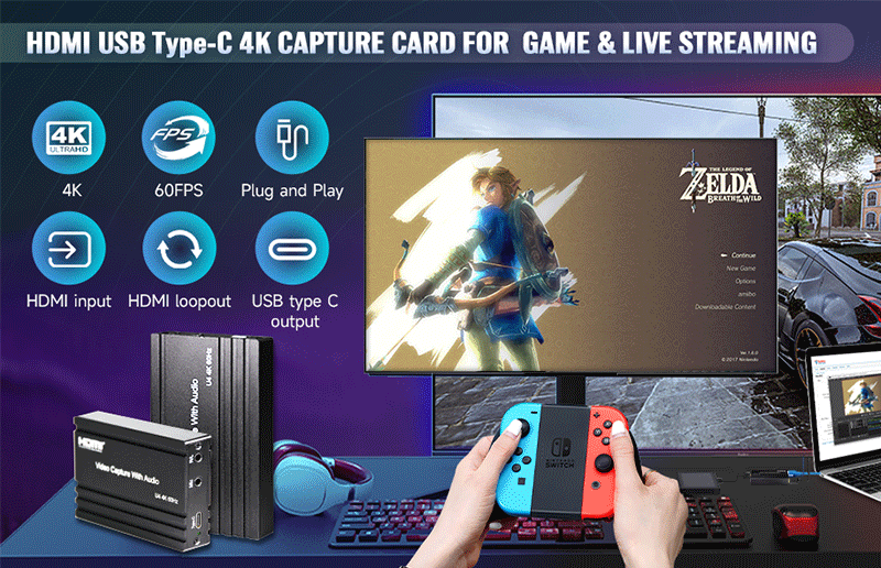 <span style='color:#333333;'><span style='font-size:24px;'><strong>Placa de captura 4K @ 60 HDMI para tipo c com &aacute;udio</strong></span></span>